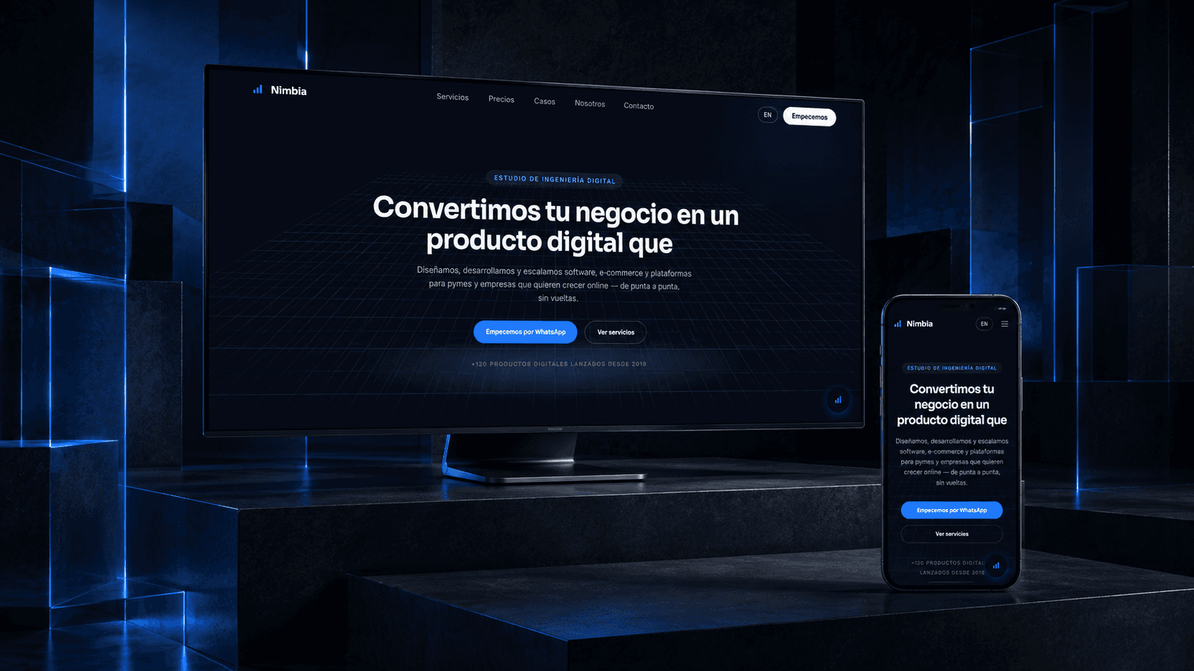 Landing de Nimbia en desktop y mobile